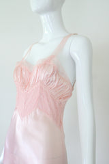 "Perfectly Pink Lace" Vintage 1930's Pink Lace & Pleats Gown UK 8 US 4