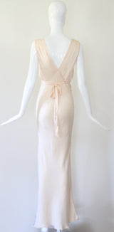 "Silk & Lace" Vintage 1930's Keyhole Detail Silk & Lace Bias Cut Gown UK 8 US 4