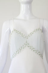 "Floral Embroidery & Pleats" Vintage 1960's Floral Embroidered Gown UK 6-8 US 2-4