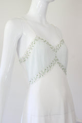 "Floral Embroidery & Pleats" Vintage 1960's Floral Embroidered Gown UK 6-8 US 2-4