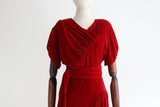 "Crimson Night" Vintage 1930's Crimson Red Velvet Evening Dress UK 14 US 10