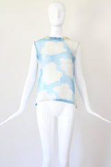 "Blue Sky Silk" Vintage 1930's Silk Chiffon Blue Sky Blouse UK 10 US 6