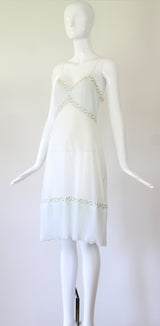 "Floral Embroidery & Pleats" Vintage 1960's Floral Embroidered Gown UK 6-8 US 2-4