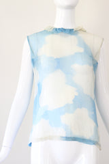 "Blue Sky Silk" Vintage 1930's Silk Chiffon Blue Sky Blouse UK 10 US 6