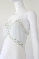 "Floral Embroidery & Pleats" Vintage 1960's Floral Embroidered Gown UK 6-8 US 2-4