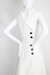 "White Cotton Brocade" Vintage 1950's White Cotton Brocade Cross Over Dress UK 8 US 4