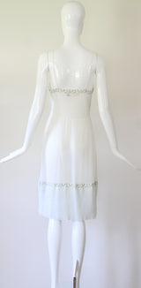 "Floral Embroidery & Pleats" Vintage 1960's Floral Embroidered Gown UK 6-8 US 2-4