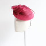 "Burgundy Plumage" Vintage 1940's Straw Percher Hat