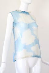 "Blue Sky Silk" Vintage 1930's Silk Chiffon Blue Sky Blouse UK 10 US 6