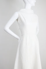 "White Cotton Brocade" Vintage 1950's White Cotton Brocade Cross Over Dress UK 8 US 4