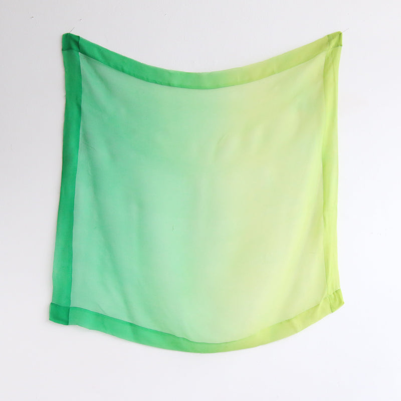 "Zesty Green" Vintage 1930's Green Ombre Silk Chiffon Scarf