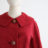 "Rhinestone Rouge" Vintage 1950's Red Wool Jacket UK 14 US 10