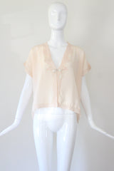 "Zig Zag Seams & Silk" Vintage 1930's Pale Peach Bed Jacket UK 14 US 10