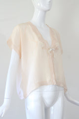 "Zig Zag Seams & Silk" Vintage 1930's Pale Peach Bed Jacket UK 14 US 10