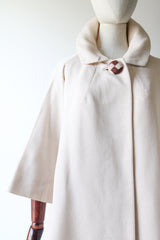 "Cream Silk Faille" Vintage 1950's Cream Silk Faille Coat UK 10-14 US 6-10