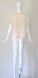 "Zig Zag Seams & Silk" Vintage 1930's Pale Peach Bed Jacket UK 14 US 10