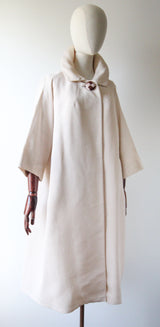 "Cream Silk Faille" Vintage 1950's Cream Silk Faille Coat UK 10-14 US 6-10