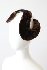 "Bitter Chocolate Velvet" Vintage 1950's S Shaped Fascinator Hat