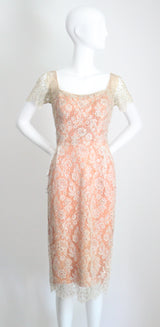 "Chantilly Lace & Rhinestones" Vintage 1950's Howard Greer Lace Dress UK 8 US 4