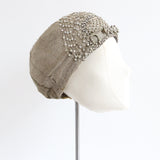 "Silver Rhinestones & Lamé" Vintage 1920's Lamé & Rhinestone Cloche Hat