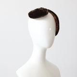 "Bitter Chocolate Velvet" Vintage 1950's S Shaped Fascinator Hat