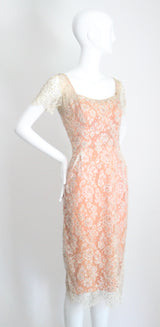 "Chantilly Lace & Rhinestones" Vintage 1950's Howard Greer Lace Dress UK 8 US 4