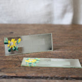 Vintage 1940's Floral Painted Glass Mirror Place Cards
