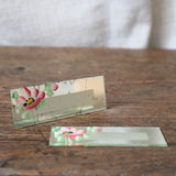 Vintage 1940's Floral Painted Glass Mirror Place Cards