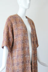 "Apricot Bouclé" Vintage 1950's Apricot & Blush Bouclé Wool Duster Coat UK 14 US 10