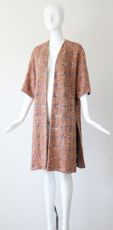 "Apricot Bouclé" Vintage 1950's Apricot & Blush Bouclé Wool Duster Coat UK 14 US 10