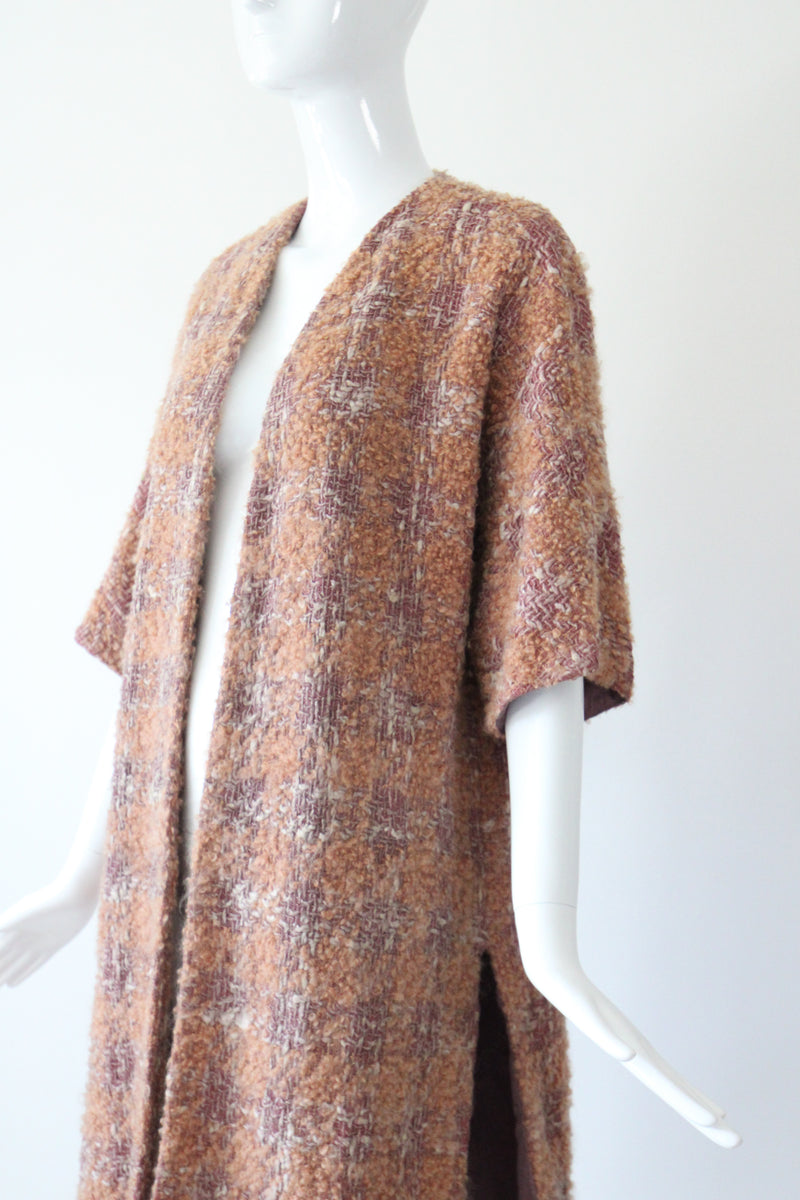"Apricot Bouclé" Vintage 1950's Apricot & Blush Bouclé Wool Duster Coat UK 14 US 10