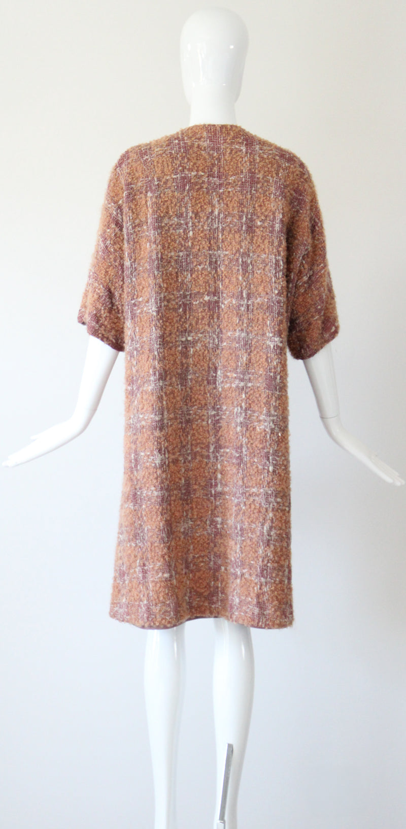 "Apricot Bouclé" Vintage 1950's Apricot & Blush Bouclé Wool Duster Coat UK 14 US 10