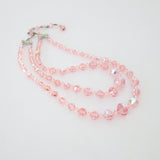 "Sugar Pink" Vintage 1950's Sugar Pink Glass Bead Multi-Strand Necklace