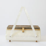 "Pearlescent Lucite & Filigree" Vintage 1950's Pearlescent Lucite & Filigree Box Bag
