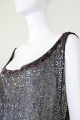 "Silver Sequins" Vintage 1920's Silver Sequin Tabard Dress UK 10-14 US 6-10