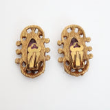 "Lilac & Pearls" Vintage 1950's Statement Lilac Cabochon & Pearl Clip in Earrings
