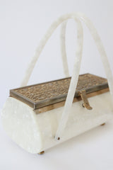 "Pearlescent Lucite & Filigree" Vintage 1950's Pearlescent Lucite & Filigree Box Bag