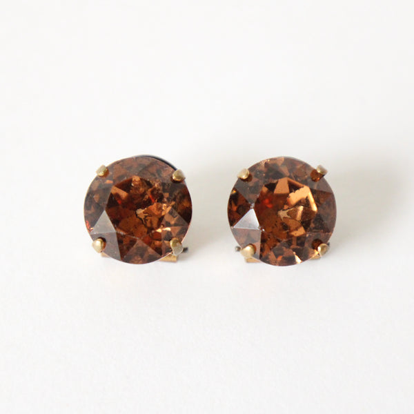 "Bronze Rhinestones" Vintage 1940's Bronze Rhinestone Earrings