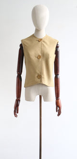 "Biscotti Linen" Vintage 1960's Biscotti Linen Blouse UK 12 US 8
