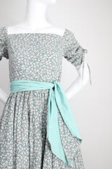 "Meadow Blooms" Vintage 1950's Blue Floral Full Circle Dress UK 8 US 4
