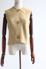 "Biscotti Linen" Vintage 1960's Biscotti Linen Blouse UK 12 US 8