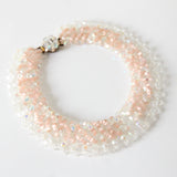 "Pearlescent Pink Glass" Vintage 1950's Pearlescent Pink & Iridescent Glass Beaded Necklace