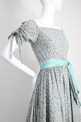 "Meadow Blooms" Vintage 1950's Blue Floral Full Circle Dress UK 8 US 4