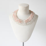 "Pearlescent Pink Glass" Vintage 1950's Pearlescent Pink & Iridescent Glass Beaded Necklace