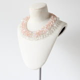 "Pearlescent Pink Glass" Vintage 1950's Pearlescent Pink & Iridescent Glass Beaded Necklace