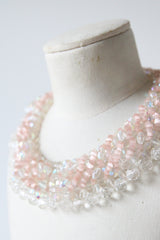 "Pearlescent Pink Glass" Vintage 1950's Pearlescent Pink & Iridescent Glass Beaded Necklace