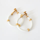 "Enamel Hoops" Vintage 1960's Napier Enamel & Metal Screw Back Hoop Earrings