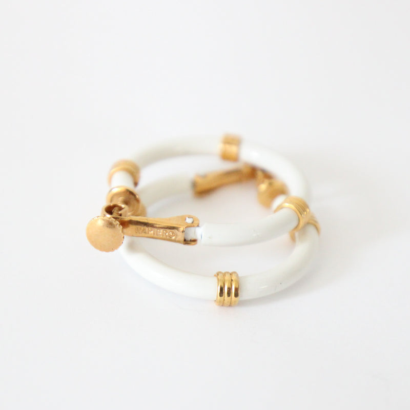 "Enamel Hoops" Vintage 1960's Napier Enamel & Metal Screw Back Hoop Earrings