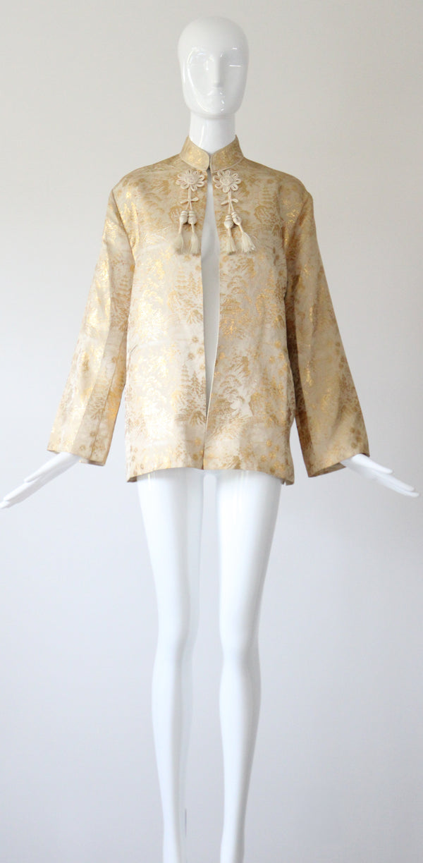 "Golen Pagodas" Vintage 1950's Gold Lurex Brocade Jacket UK 14 US 10