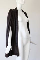 "Bitter Chocolate Polkadots" Vintage 1940's Bitter Chocolate Brown & Cream Polkadot Cape UK 8-10 US 4-6